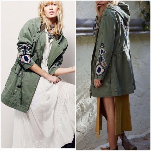 Free People Jackets & Blazers - Free People oversized military embroidered jacket
